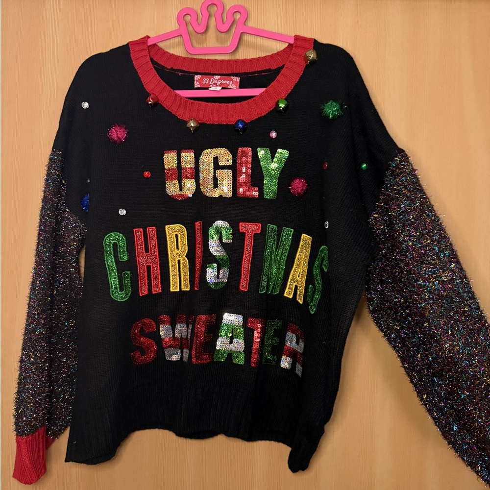 Festive Black and Multicolor Christmas Sweater